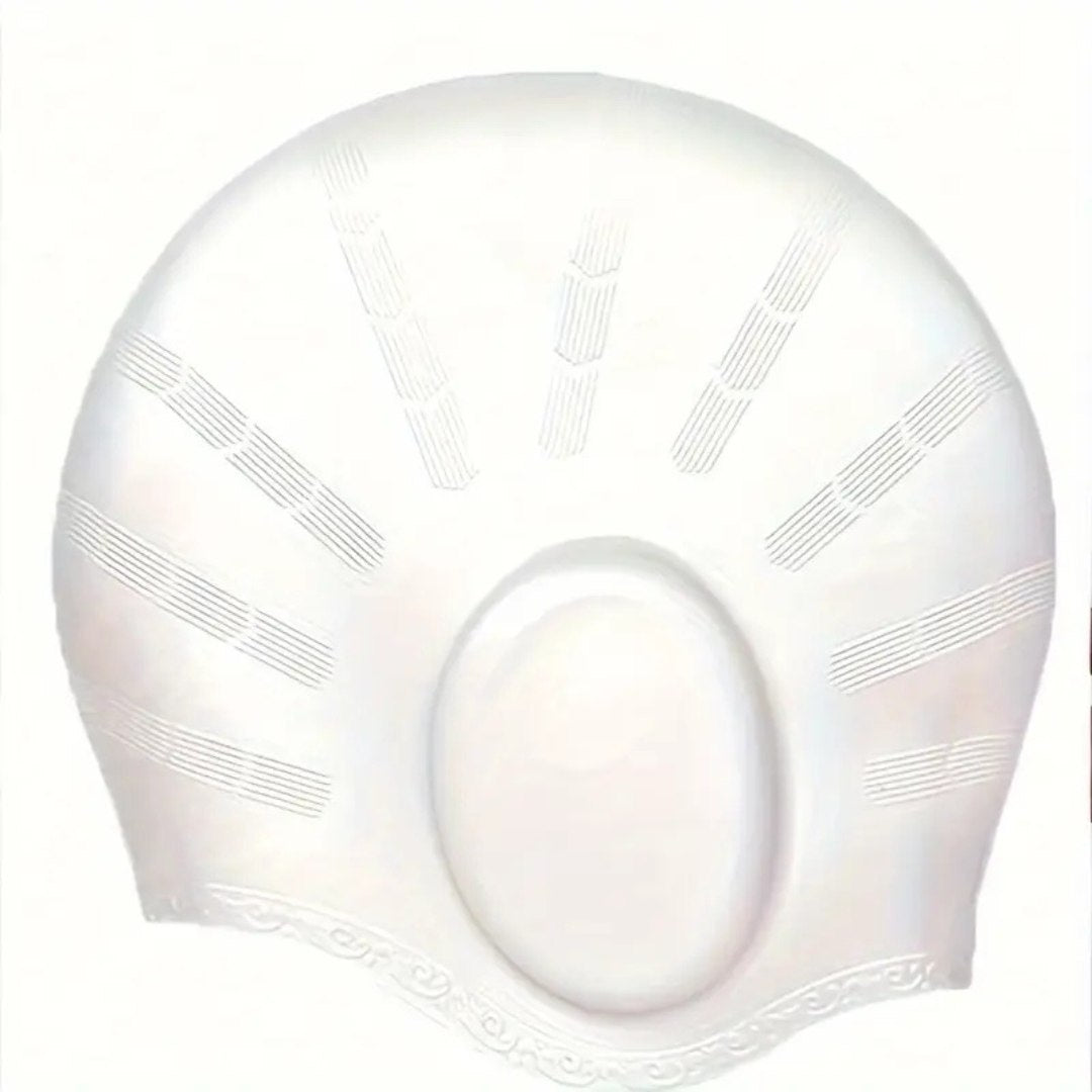 Silicone Swim Cap with Ear Cover and Long Hair Comfort