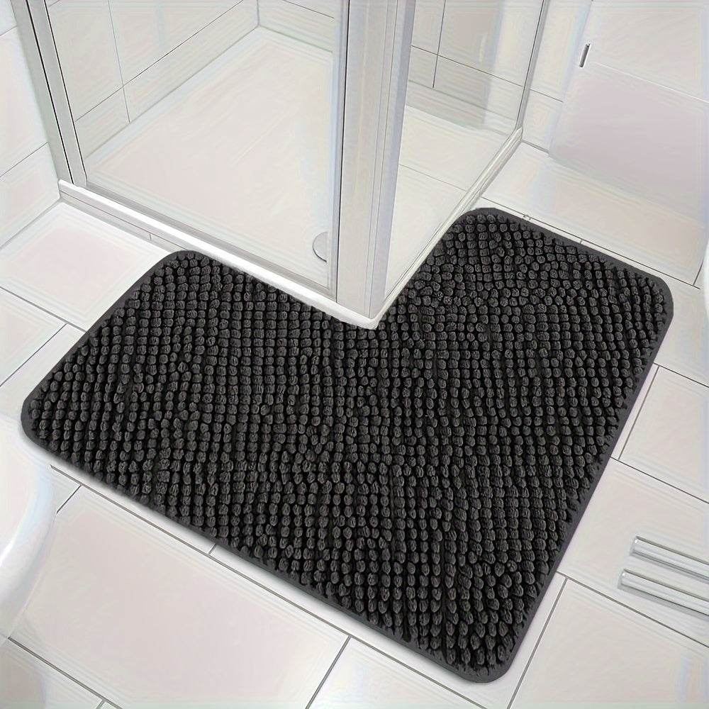 L-Shaped Non-Slip Corner Bath Mat for Showers, Soft & Absorbent, 40x40x80 cm