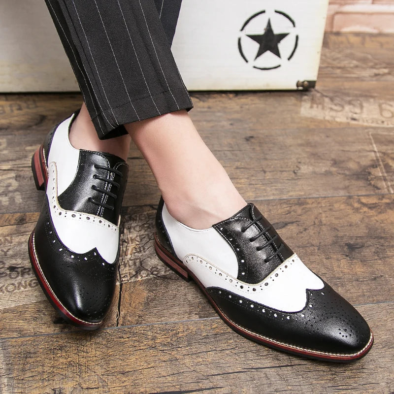Men's Premium Brogue Lace-up Casual Contrast Oxford Shoes