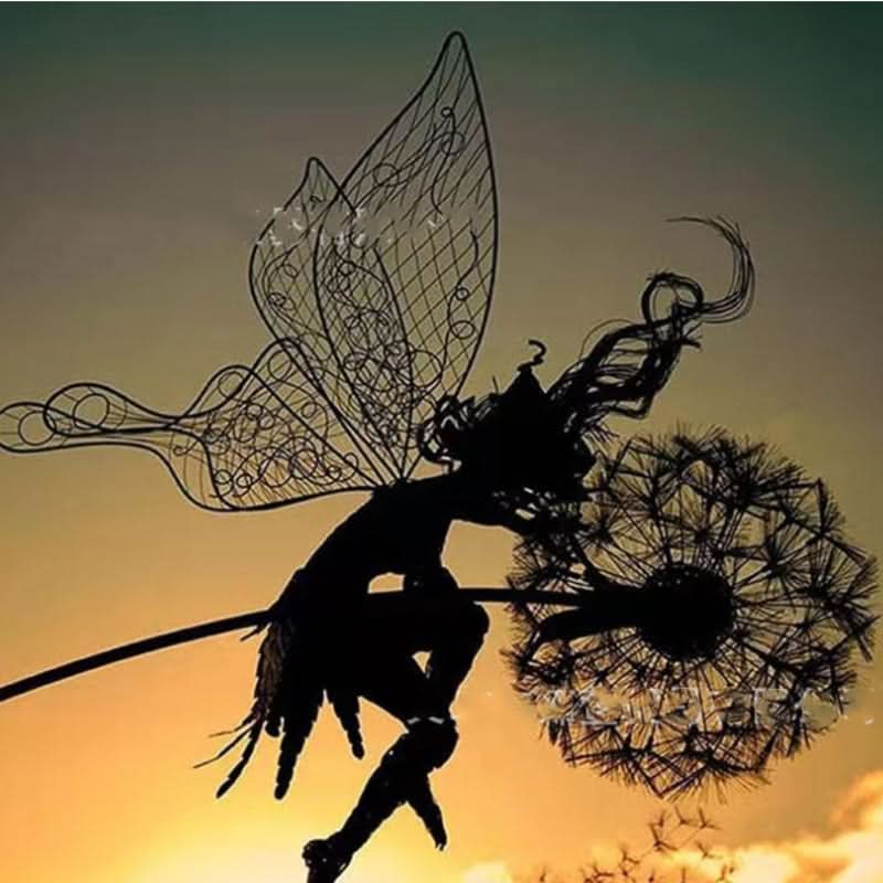 Metal Fairy Statue for Garden and Lawn Decor