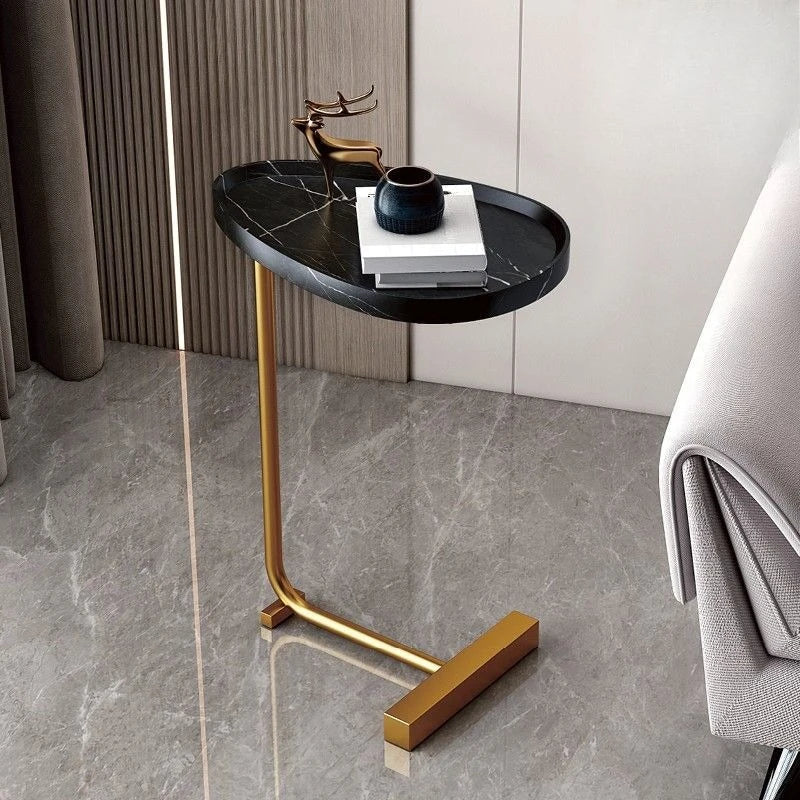 C-Shaped Mobile Side Table for Sofa or Bed
