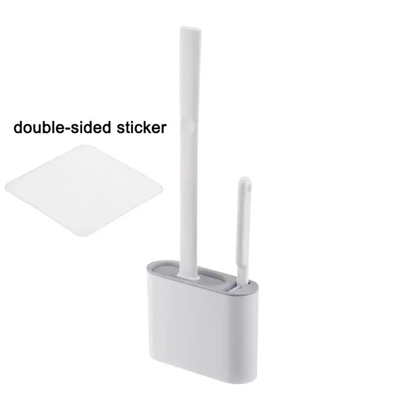 2-in-1 Silicone Toilet Brush Set with Wall-Mount, Antibacterial & Compact
