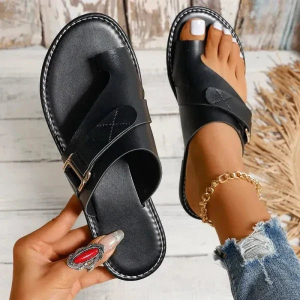 Women's Orthopedic Leather Sandals for Hallux Valgus Correction