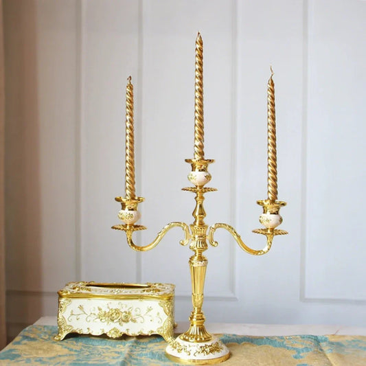 European Gold-Finish Candelabra for Taper Candles