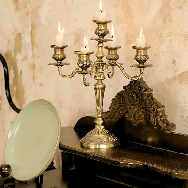 European Gold-Finish Candelabra for Taper Candles