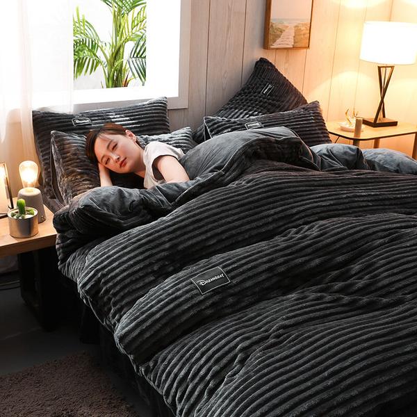Plush Corduroy Velvet Winter Bedding Set