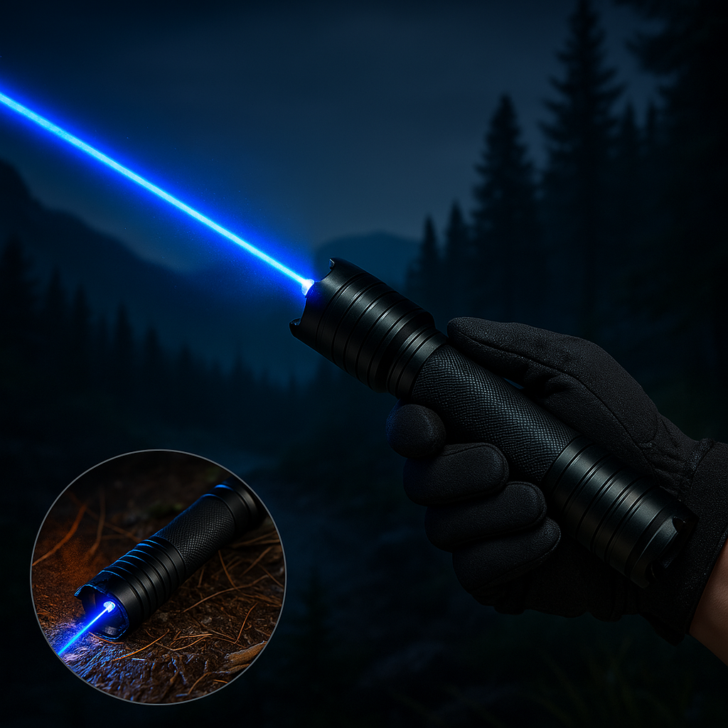 Blue Beam Laser Flashlight | 450nm Tactical Light with 5000m+ Range | Adjustable Focus