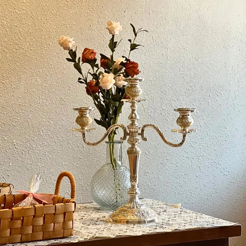 European Gold-Finish Candelabra for Taper Candles