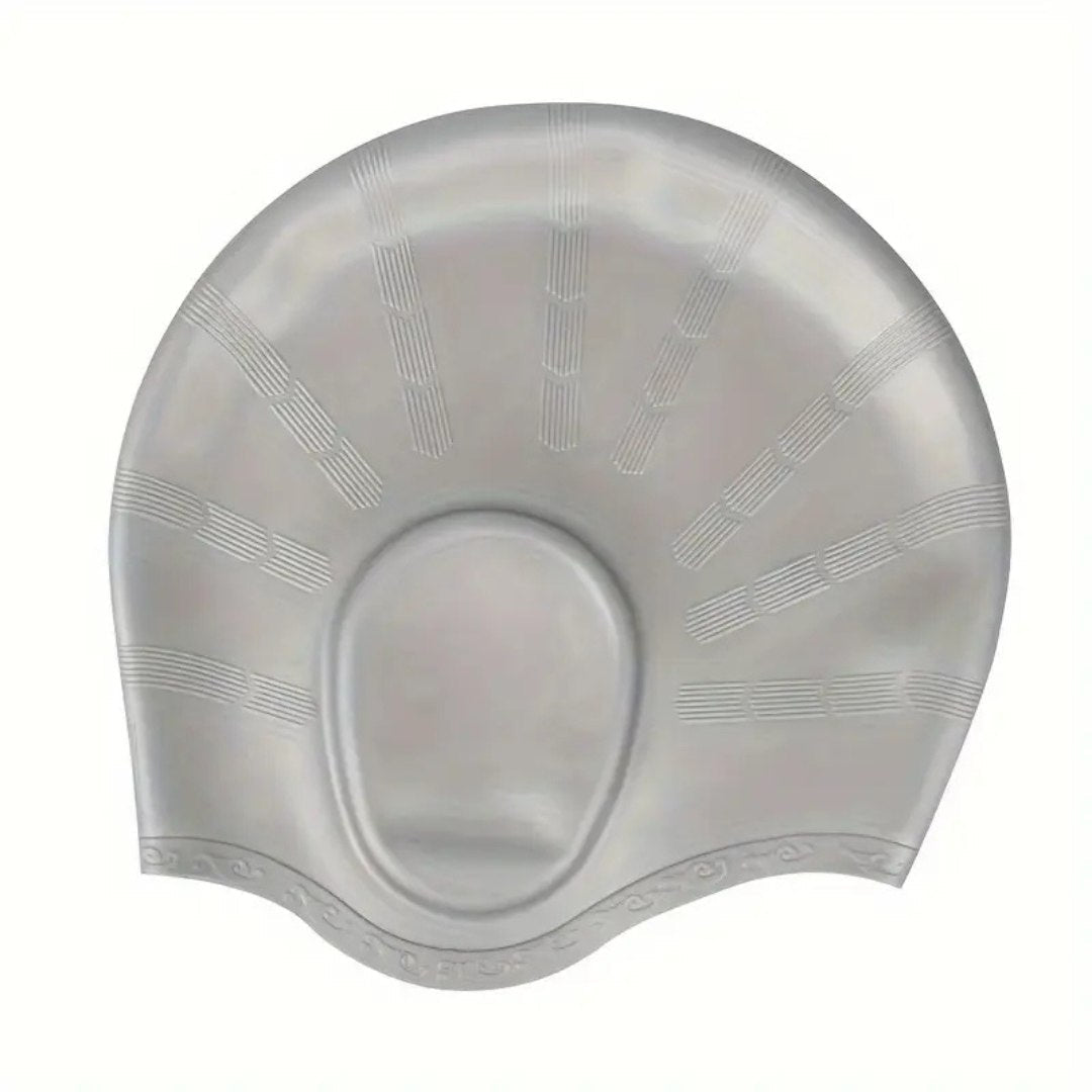 Silicone Swim Cap with Ear Cover and Long Hair Comfort