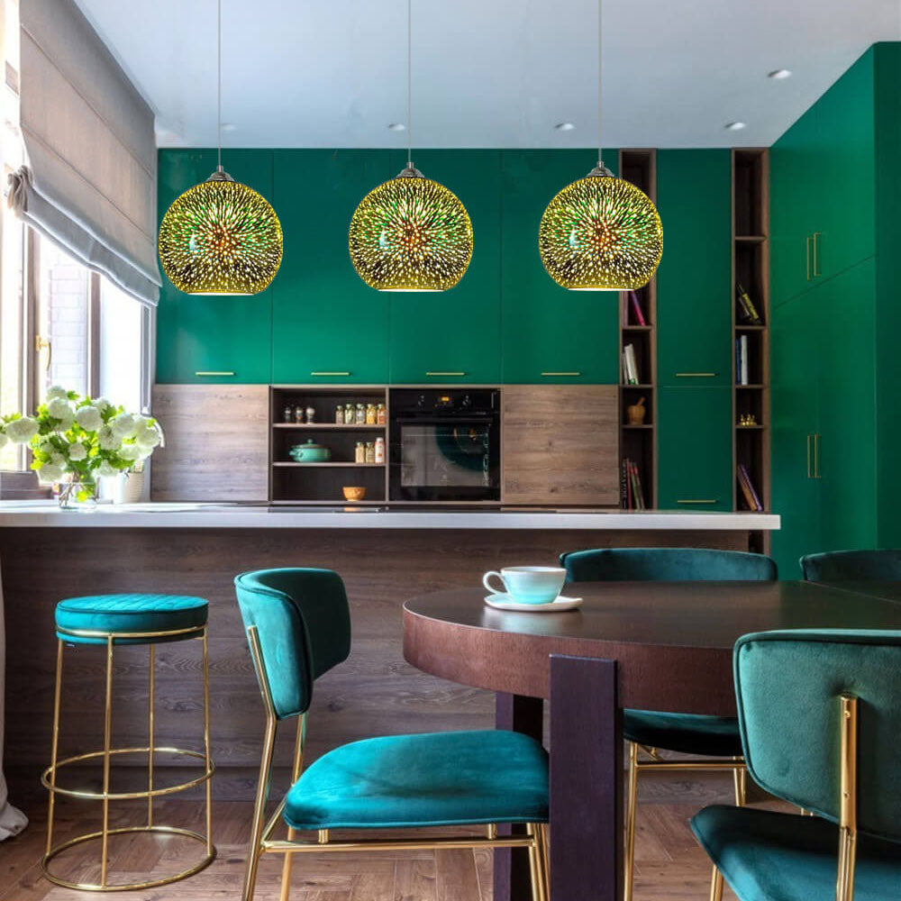 3D Firework Glass Dome Pendant Light - Colorful Modern Ceiling Fixture