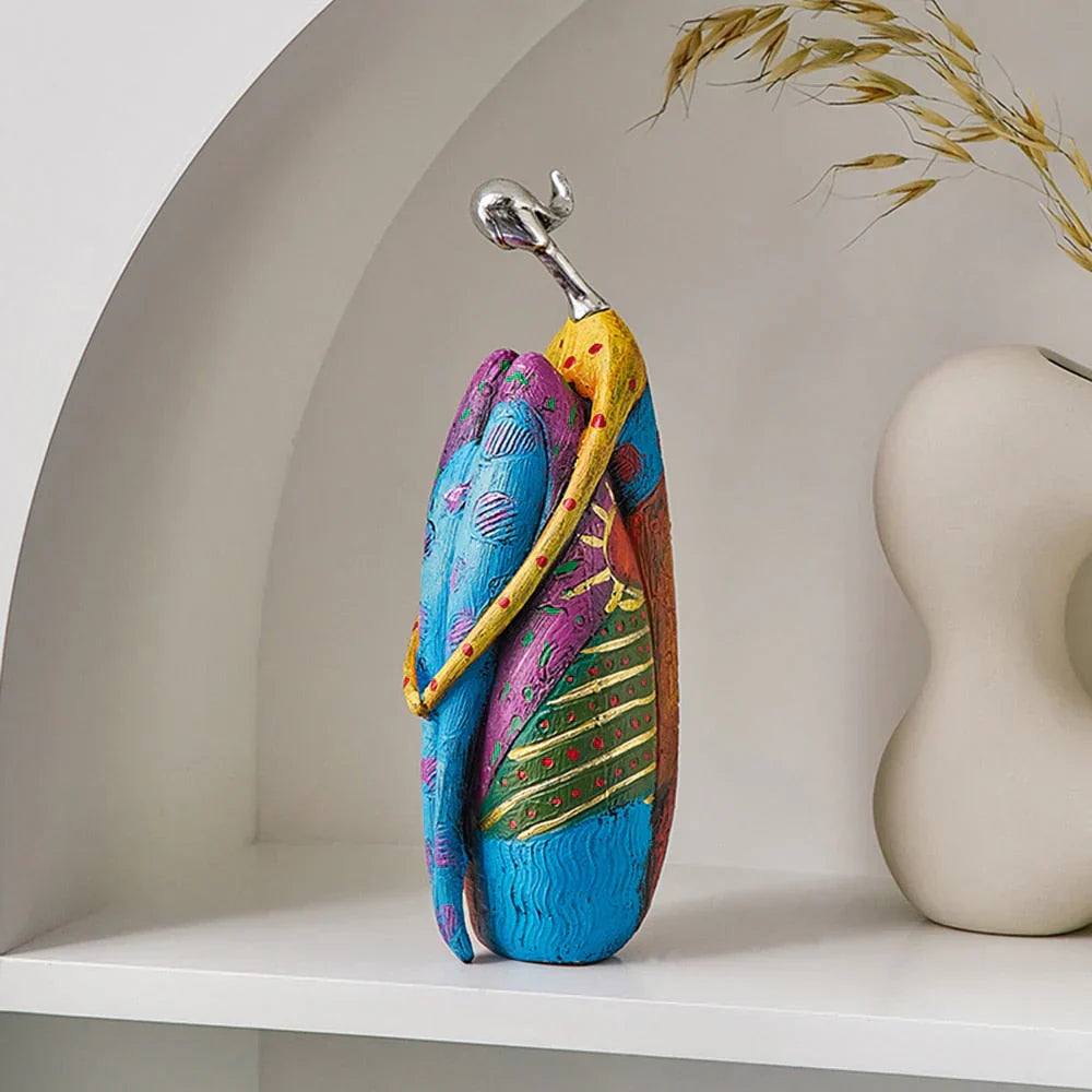Contemporary Abstract Female Statues – Vibrant Resin Art for Interior Design