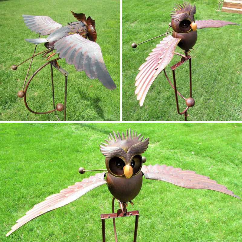 Outdoor Bird-Themed Windmill Sculpture for Gardens