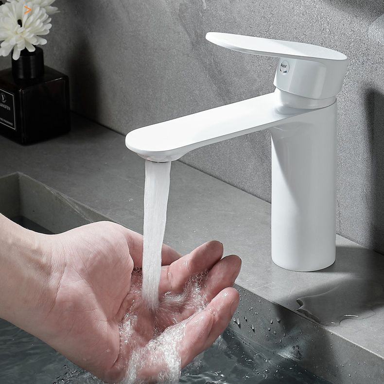 Monochrome Brass Lever Handle Bathroom Sink Faucet
