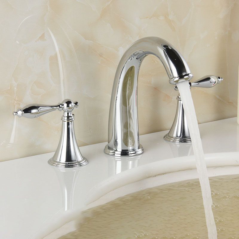 Contemporary Double Handle Bathroom Faucet with Lever Design