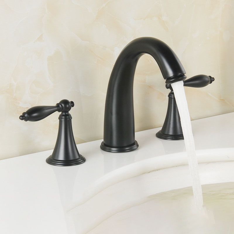 Contemporary Double Handle Bathroom Faucet with Lever Design
