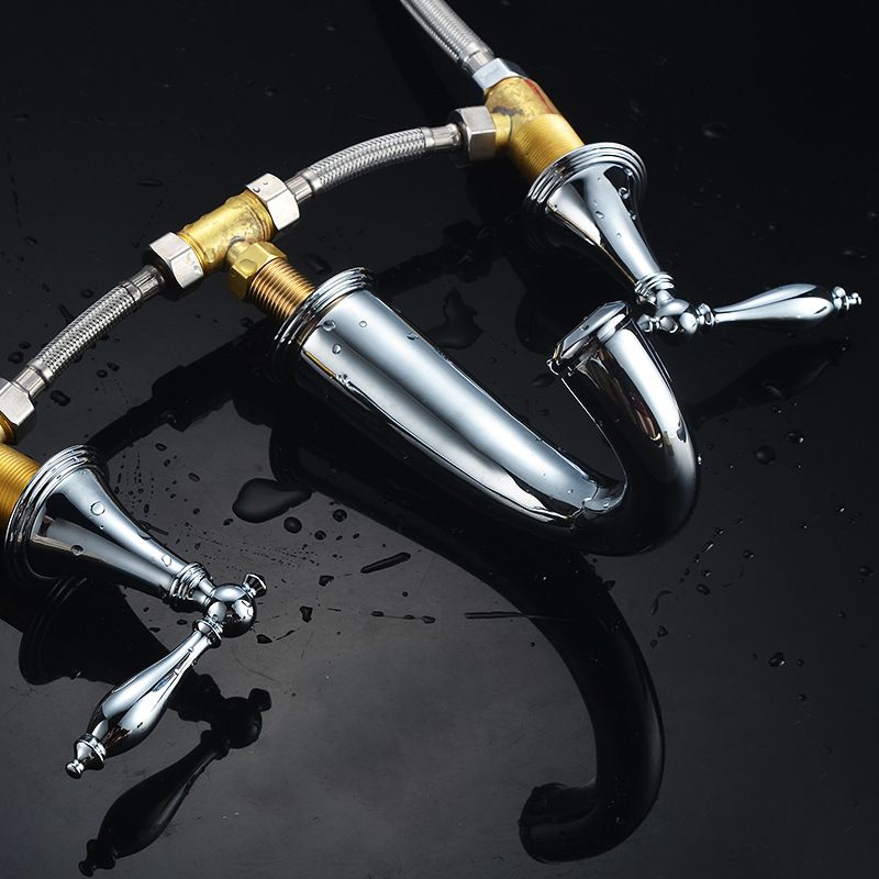 Contemporary Double Handle Bathroom Faucet with Lever Design