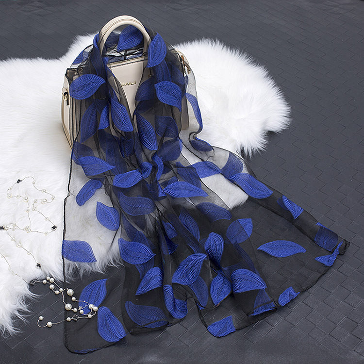 Silk Scarf with Floral Cutout Design