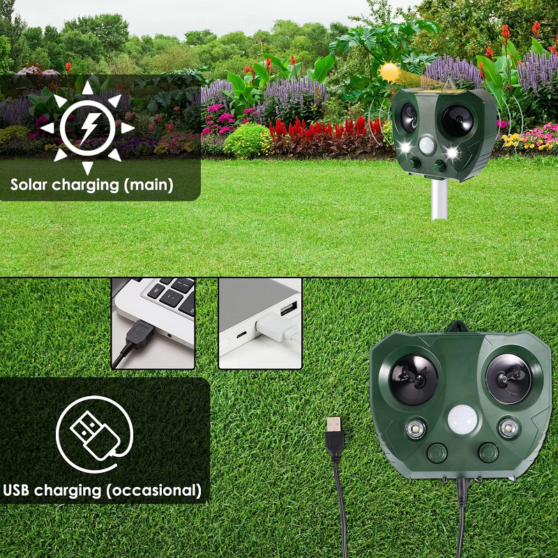 Solar-Powered Ultrasonic Bird Repeller for Gardens and Crops