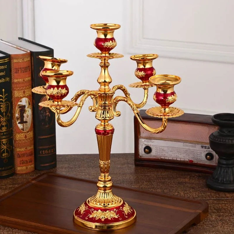 European Gold-Finish Candelabra for Taper Candles