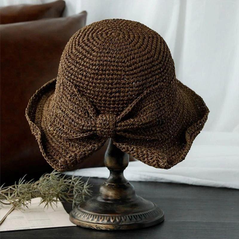 Brimmed Sun Hat with Bow for Summer