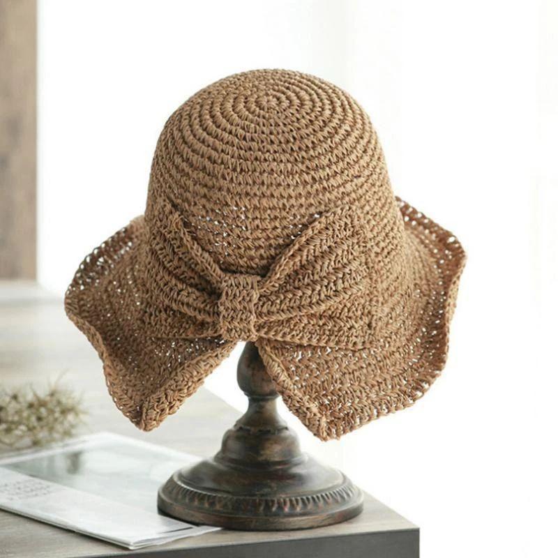 Brimmed Sun Hat with Bow for Summer
