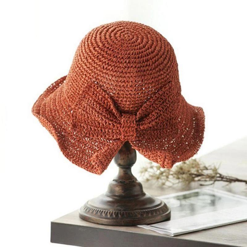 Brimmed Sun Hat with Bow for Summer
