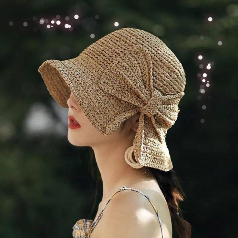 Brimmed Sun Hat with Bow for Summer