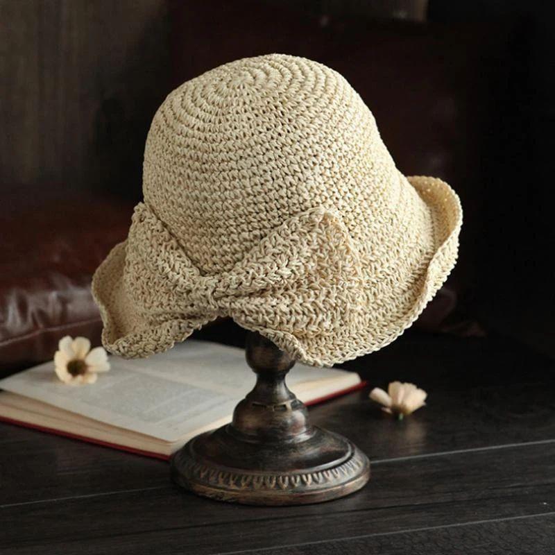 Brimmed Sun Hat with Bow for Summer