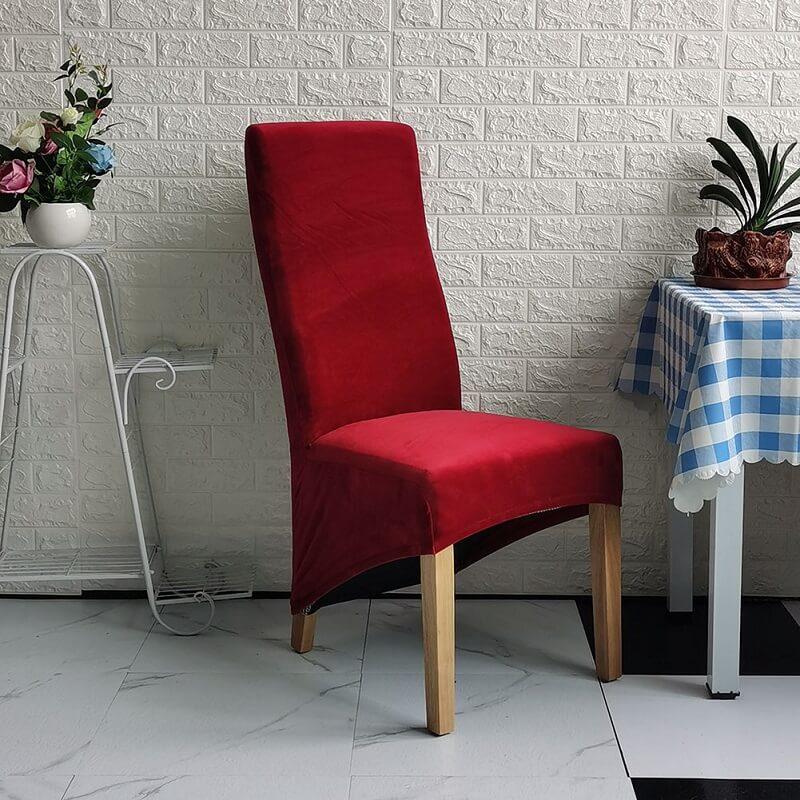 Stretch Velvet Dining Chair Slipcovers XL Size | Set of 4 Non-Slip & Soft