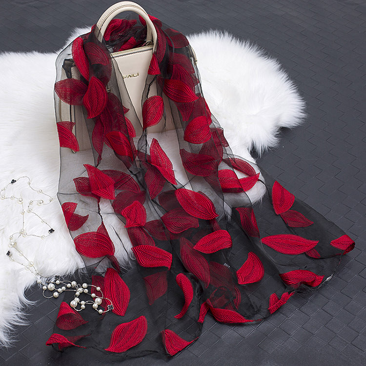 Silk Scarf with Floral Cutout Design