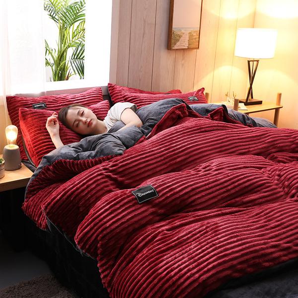 Plush Corduroy Velvet Winter Bedding Set