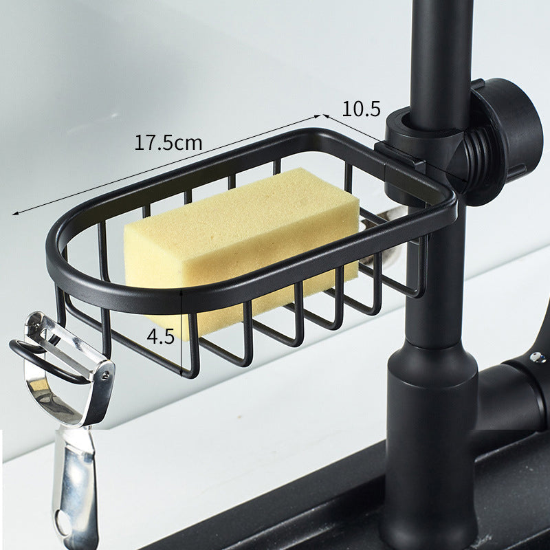 Shower Shampoo & Soap Holder - No Drill, Stainless Aluminum - Black/Silver