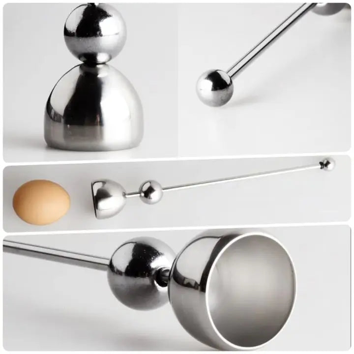 Stainless Steel Egg Cracker – Precision Break with Tapping Motion