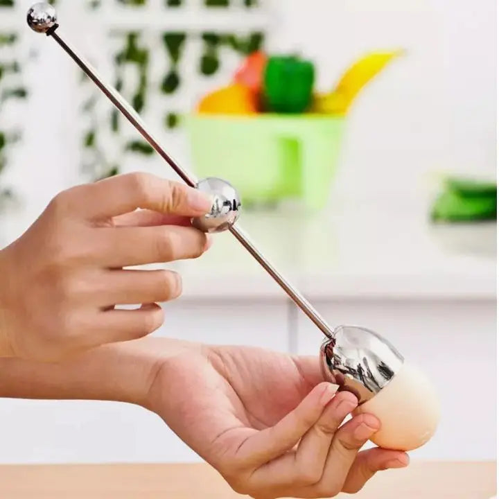 Stainless Steel Egg Cracker – Precision Break with Tapping Motion