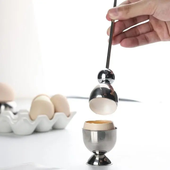 Stainless Steel Egg Cracker – Precision Break with Tapping Motion