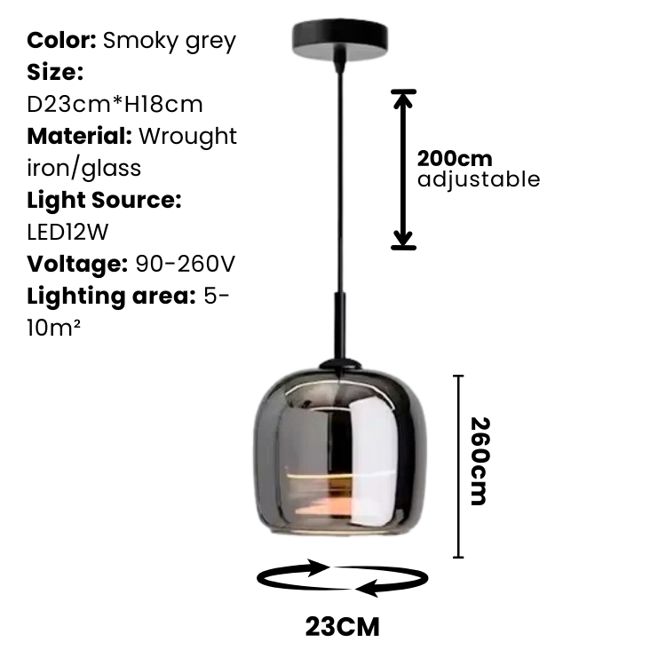 Nordic Black Glass Pendant Light - Modern Kitchen & Dining Hanging Lamp
