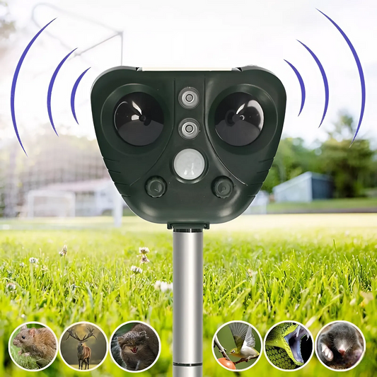 Solar-Powered Ultrasonic Bird Repeller for Gardens and Crops