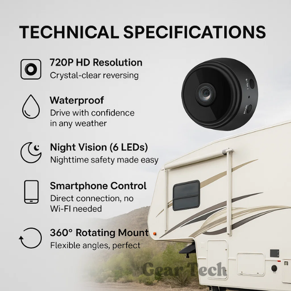 Wireless HD Backup Camera with Night Vision for RVs, Trucks & Trailers