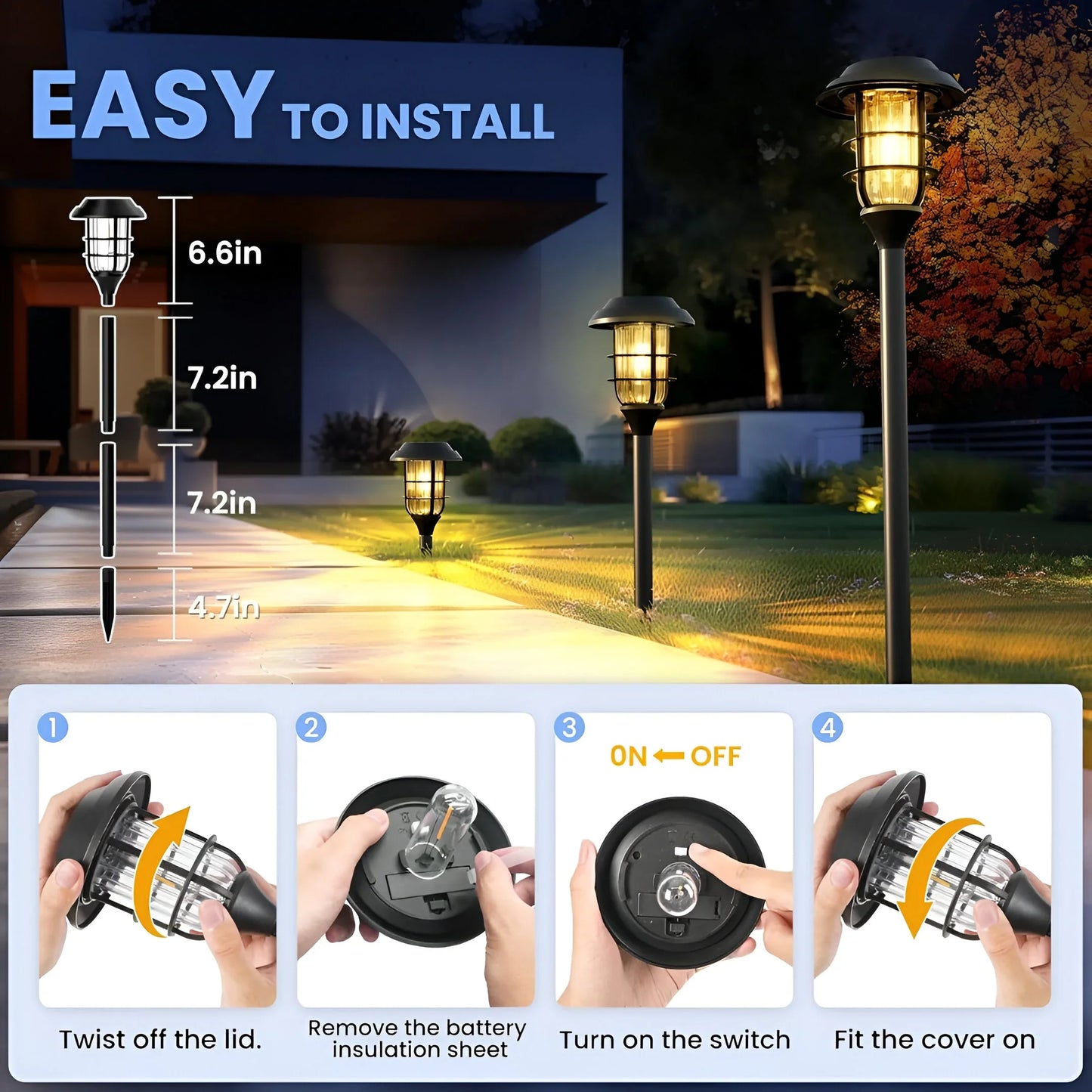 Solar-Powered Garden Light Set - 6 Pack