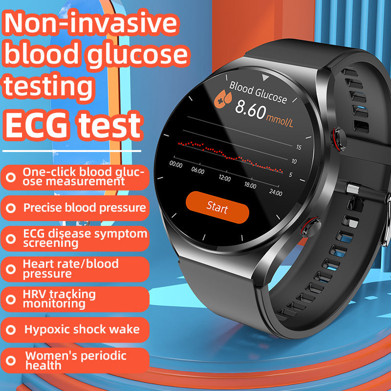 One-Touch Health Monitor Smartwatch: Glucose, Blood Pressure, ECG, Heart Rate