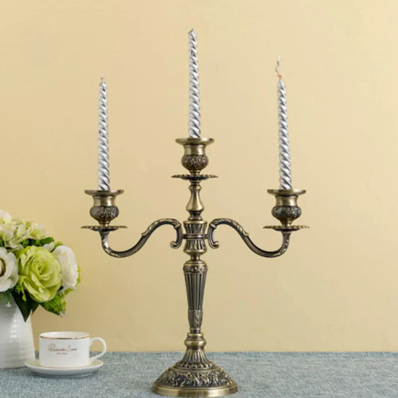 European Gold-Finish Candelabra for Taper Candles