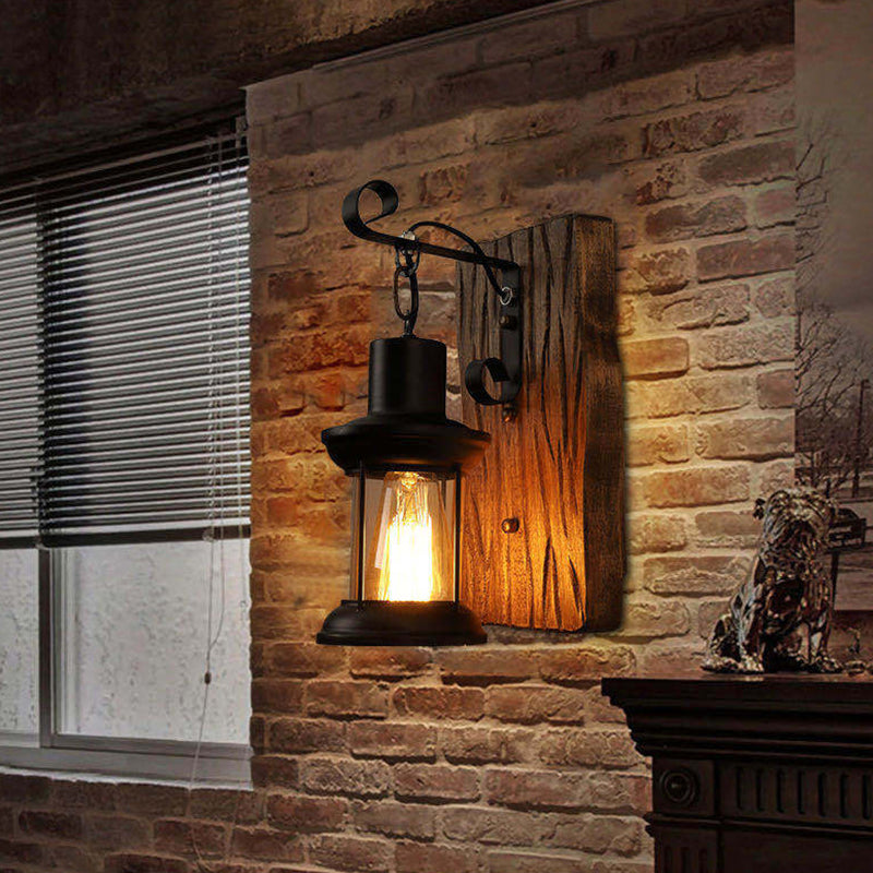 Industrial Wall Lantern with Clear Glass for Restaurants