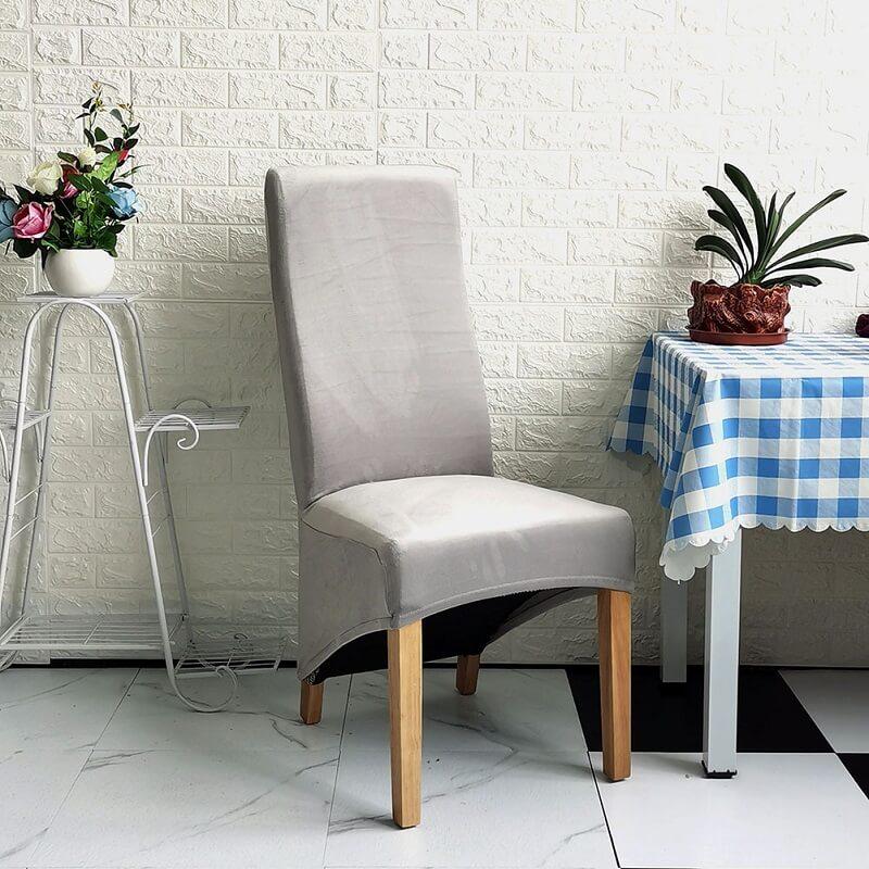 Stretch Velvet Dining Chair Slipcovers XL Size | Set of 4 Non-Slip & Soft