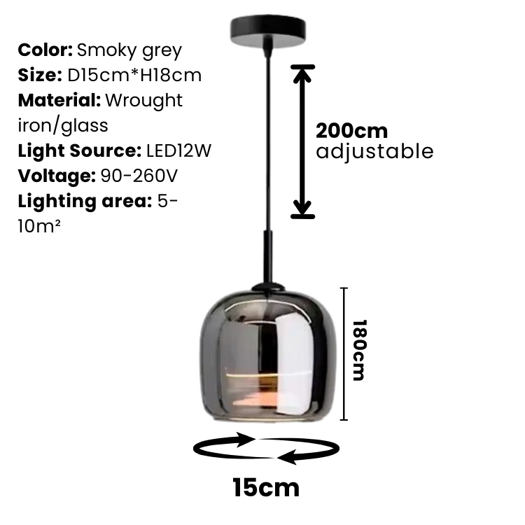 Nordic Black Glass Pendant Light - Modern Kitchen & Dining Hanging Lamp