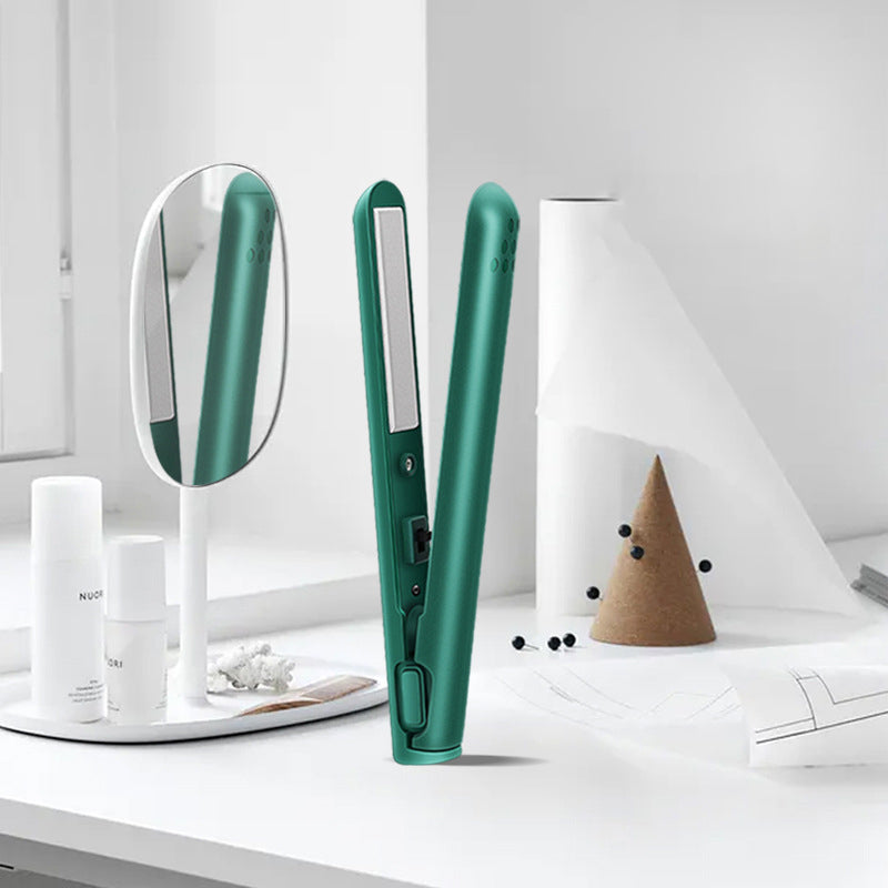 Mini 2-in-1 Ceramic Curl and Straighten Iron for Travel Styling