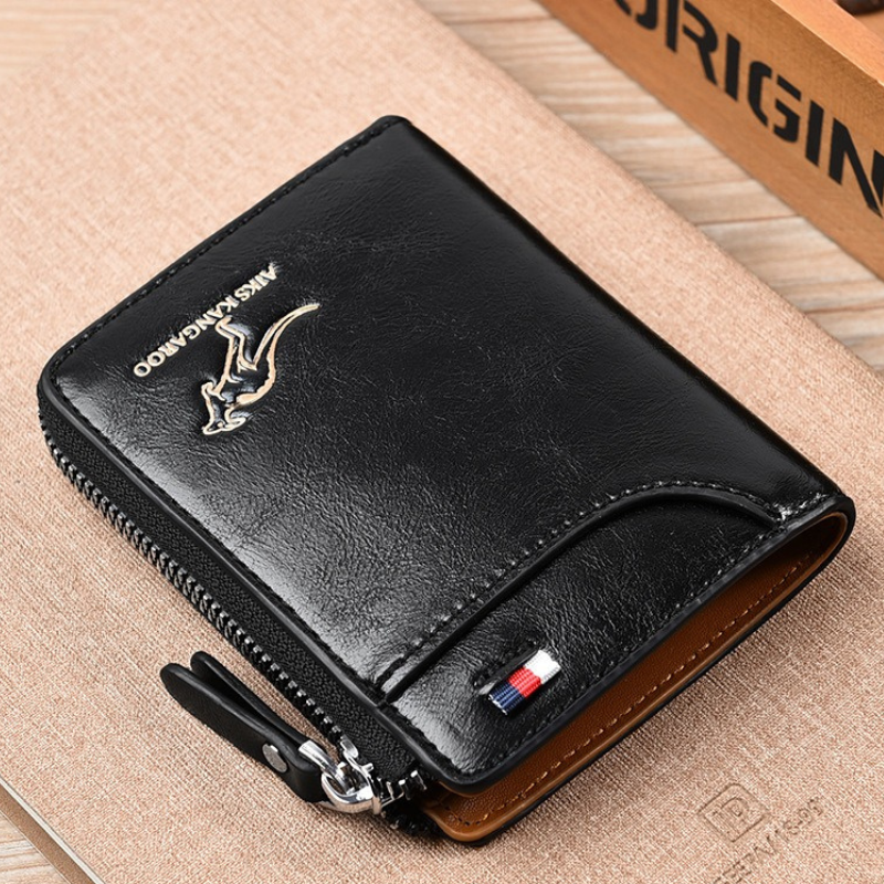 Men's Genuine Leather RFID Blocking Anti-Theft Wallet