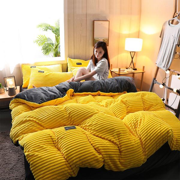 Plush Corduroy Velvet Winter Bedding Set
