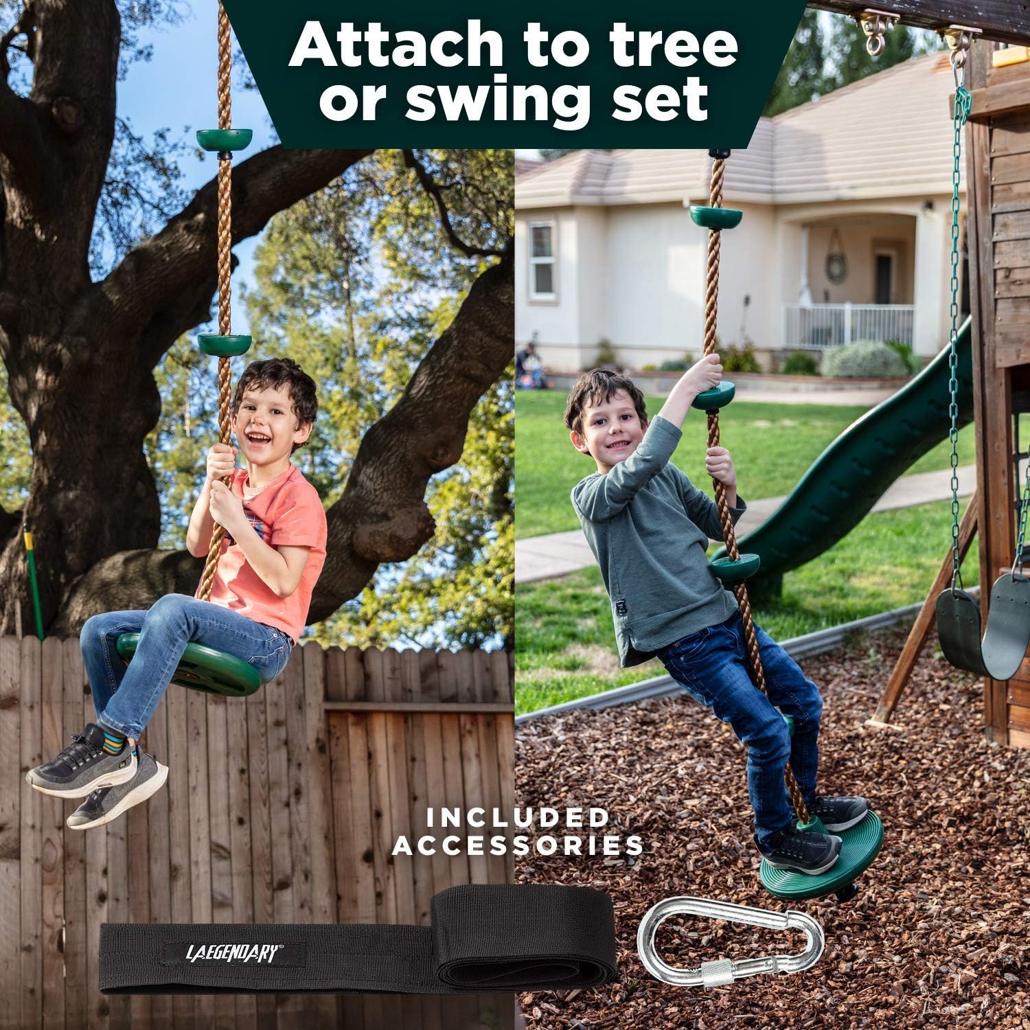 Adventure Tree Swing Set with Climbing Rope and Platforms for Kids