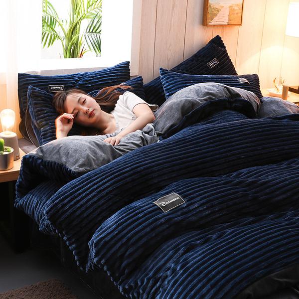 Plush Corduroy Velvet Winter Bedding Set