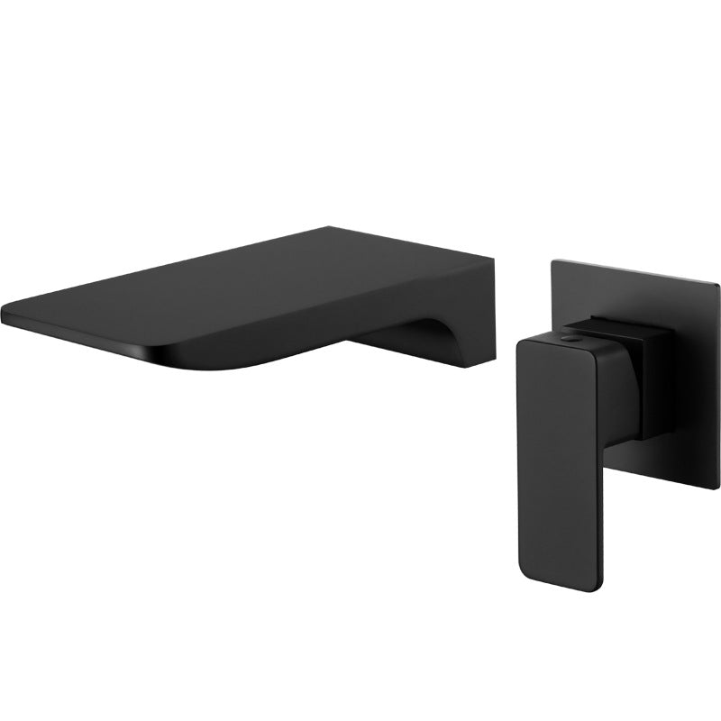 Black Wall-Mounted Waterfall Faucet for Basin - Hot & Cold Concealed Installation